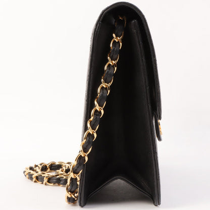 Chanel Around 1998 Made Cc Mark Plate Chain Bag Black