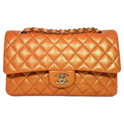 Chanel Orange Iridescent Medium Double Flap Bag