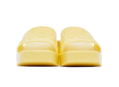 GUCCI YELLOW RUBBER PLATFORM SANDALS