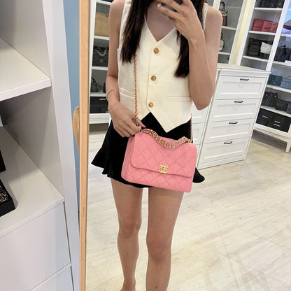 Chanel 22K Coco First Small Flap in Pink Caviar and LGHW (Model: AS3633)