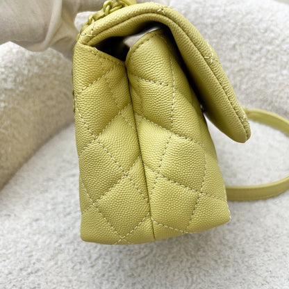 Chanel Mini Coco Handle in Yellow Caviar and Yellow Coated HW (Model: AS2215)