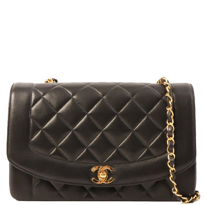 Chanel Around 1992 Made Diana Flap Chain Bag 25Cm Black