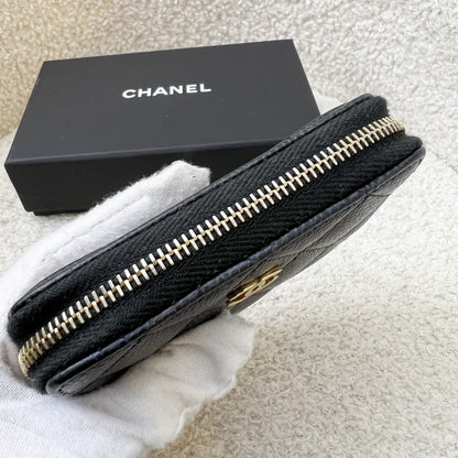 Chanel Classic Zippy Card Holder in Black Caviar and GHW
