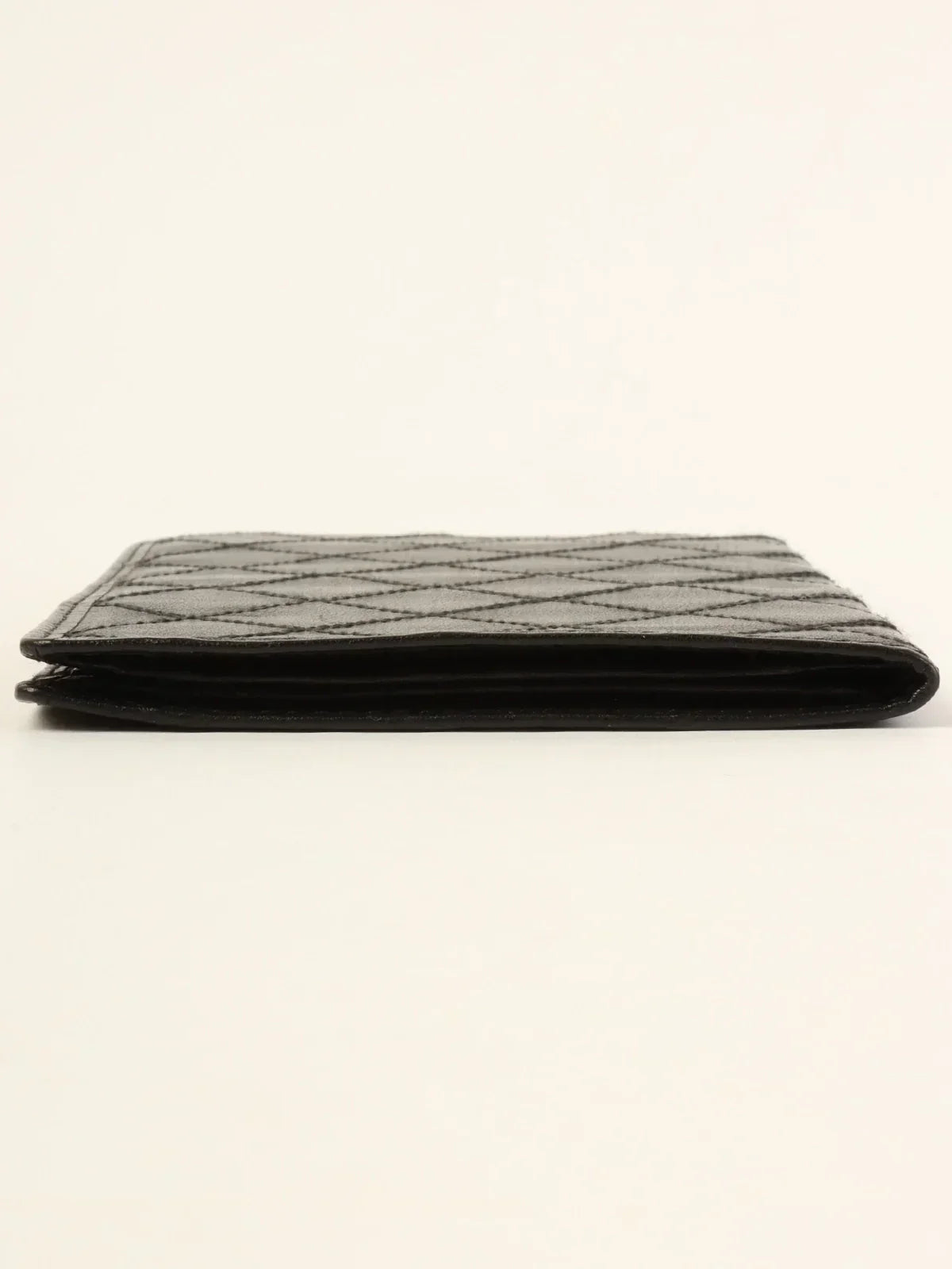 CHANEL Around 1990 Made Bicolore Stitch Long Wallet Black