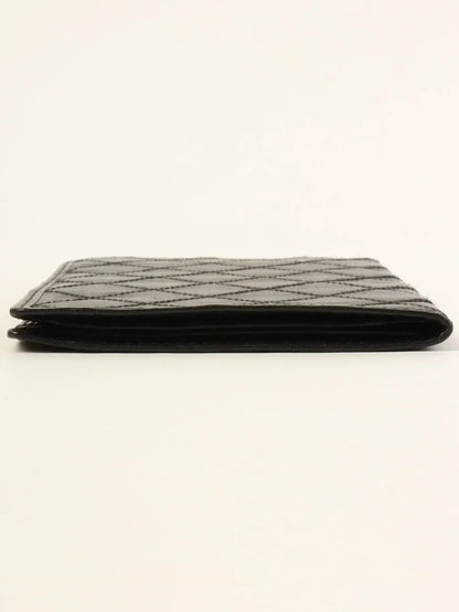 CHANEL Around 1990 Made Bicolore Stitch Long Wallet Black