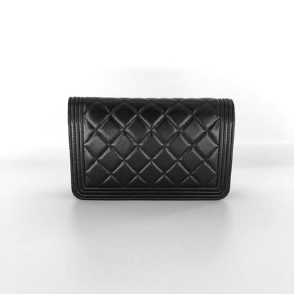 Boy Wallet on Chain in Black Quilted Lambskin