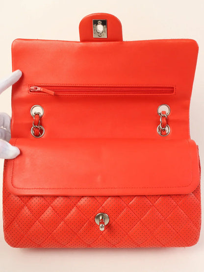 Chanel Around  Made Punching Leather Turn-Lock Chain Shoulder Bag Red