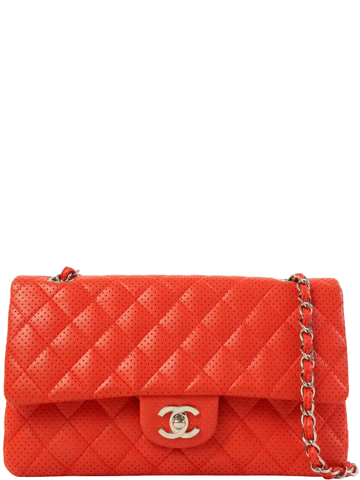 Chanel Around  Made Punching Leather Turn-Lock Chain Shoulder Bag Red