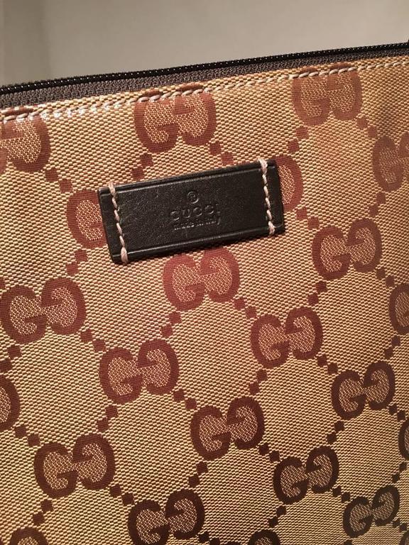 Gucci XL Coated Monogram Canvas Slim Messenger Shoulder Bag