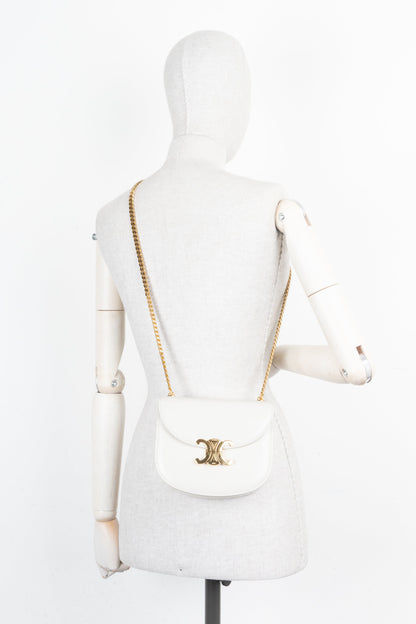 CELINE Chain Besace Triomphe Bag Ivory