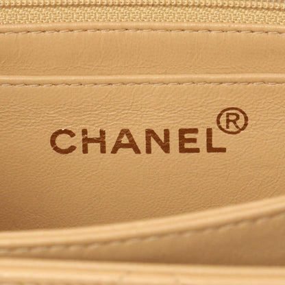 Chanel Around 1997 Made V-Flap Turn-Lock Handbag Beige