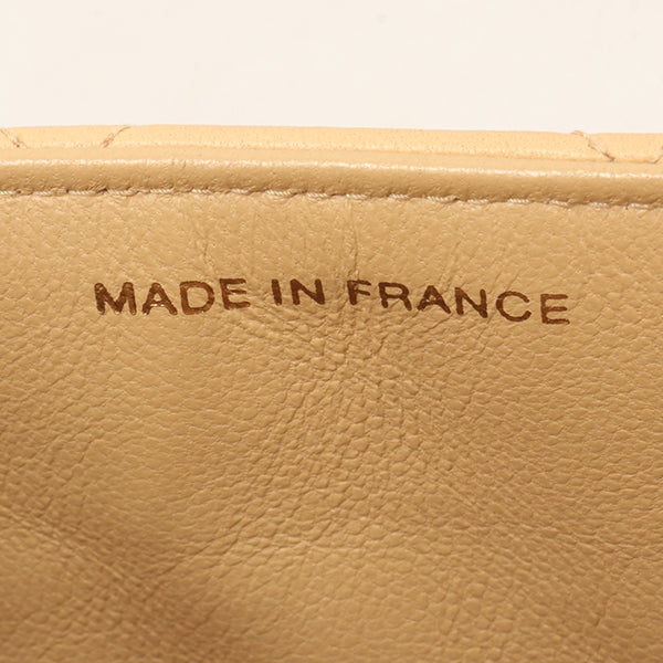 Chanel Around 1997 Made V-Flap Turn-Lock Handbag Beige