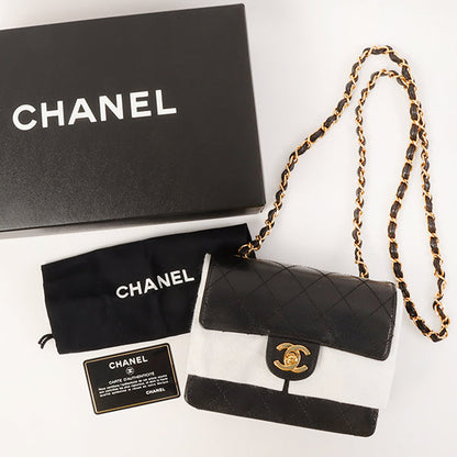 Chanel Around 1998 Made Caviar Skin Classic Flap Chain Bag Mini Black