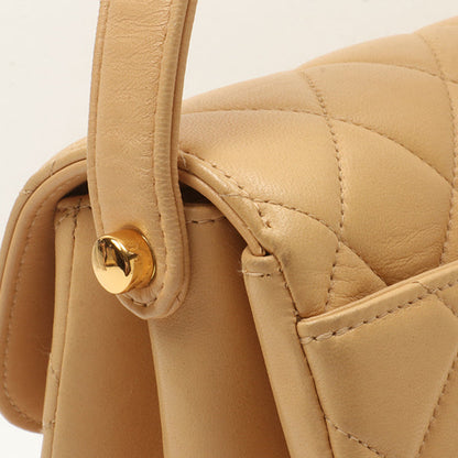Chanel Around 1997 Made V-Flap Turn-Lock Handbag Beige