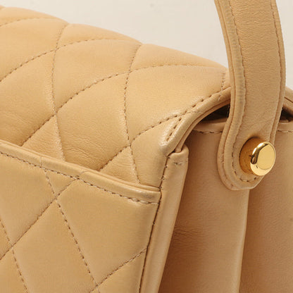 Chanel Around 1997 Made V-Flap Turn-Lock Handbag Beige