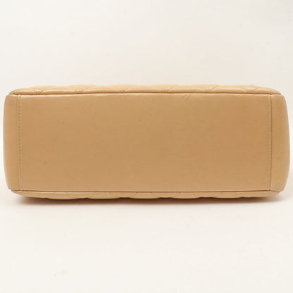 Chanel Around 1997 Made V-Flap Turn-Lock Handbag Beige