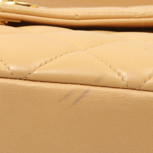 Chanel Around 1997 Made V-Flap Turn-Lock Handbag Beige