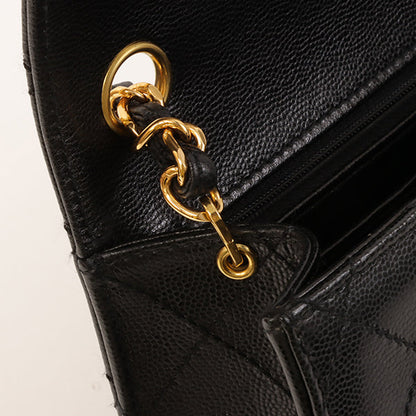 Chanel Around 1998 Made Caviar Skin Classic Flap Chain Bag Mini Black