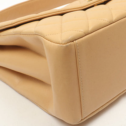 Chanel Around 1997 Made V-Flap Turn-Lock Handbag Beige