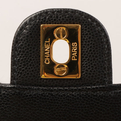 Chanel Around 1998 Made Caviar Skin Classic Flap Chain Bag Mini Black