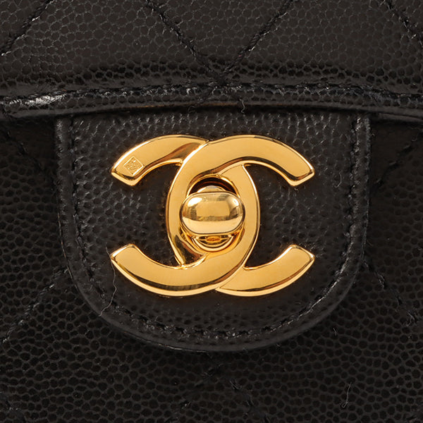 Chanel Around 1998 Made Caviar Skin Classic Flap Chain Bag Mini Black