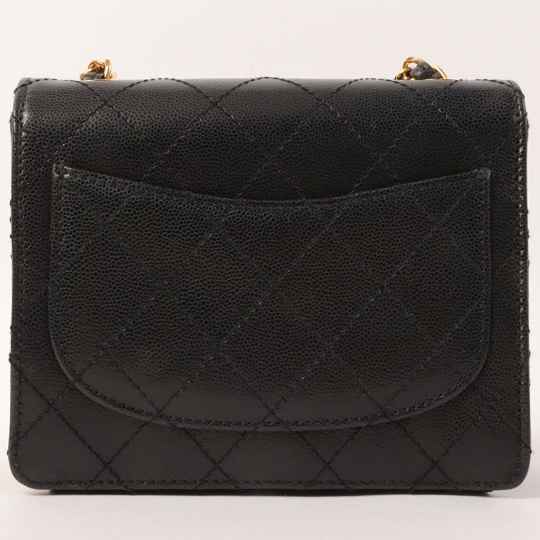 Chanel Around 1998 Made Caviar Skin Classic Flap Chain Bag Mini Black