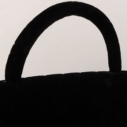 Chanel Around 1995 Made Velour Classic Flap Top Handle Bag Black