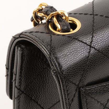 Chanel Around 1998 Made Caviar Skin Classic Flap Chain Bag Mini Black
