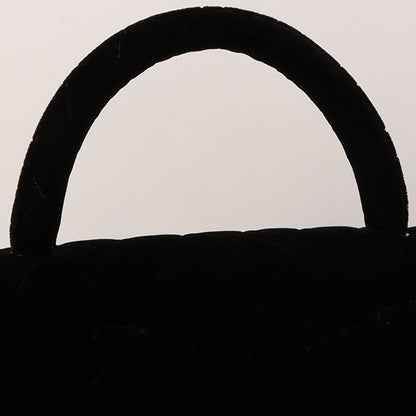 Chanel Around 1995 Made Velour Classic Flap Top Handle Bag Black