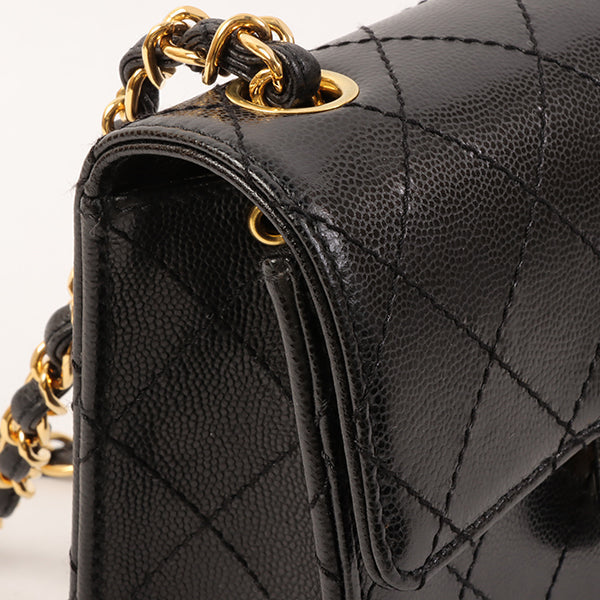 Chanel Around 1998 Made Caviar Skin Classic Flap Chain Bag Mini Black