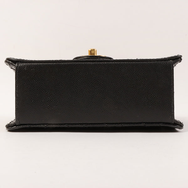 Chanel Around 1998 Made Caviar Skin Classic Flap Chain Bag Mini Black