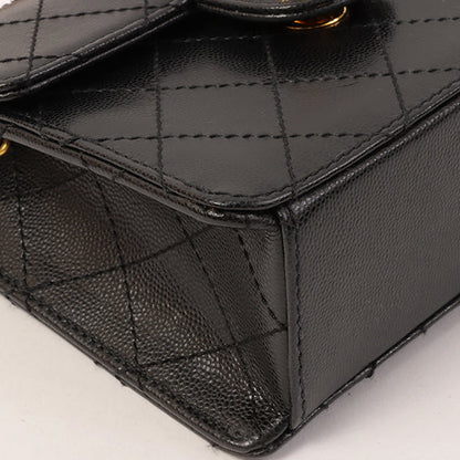 Chanel Around 1998 Made Caviar Skin Classic Flap Chain Bag Mini Black