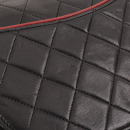Chanel Around 1990 Made Edge Design Flap Turn-Lock Chain Bag Black/Red
