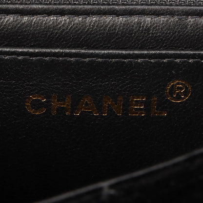 Chanel Around 1995 Made Velour Classic Flap Top Handle Bag Black