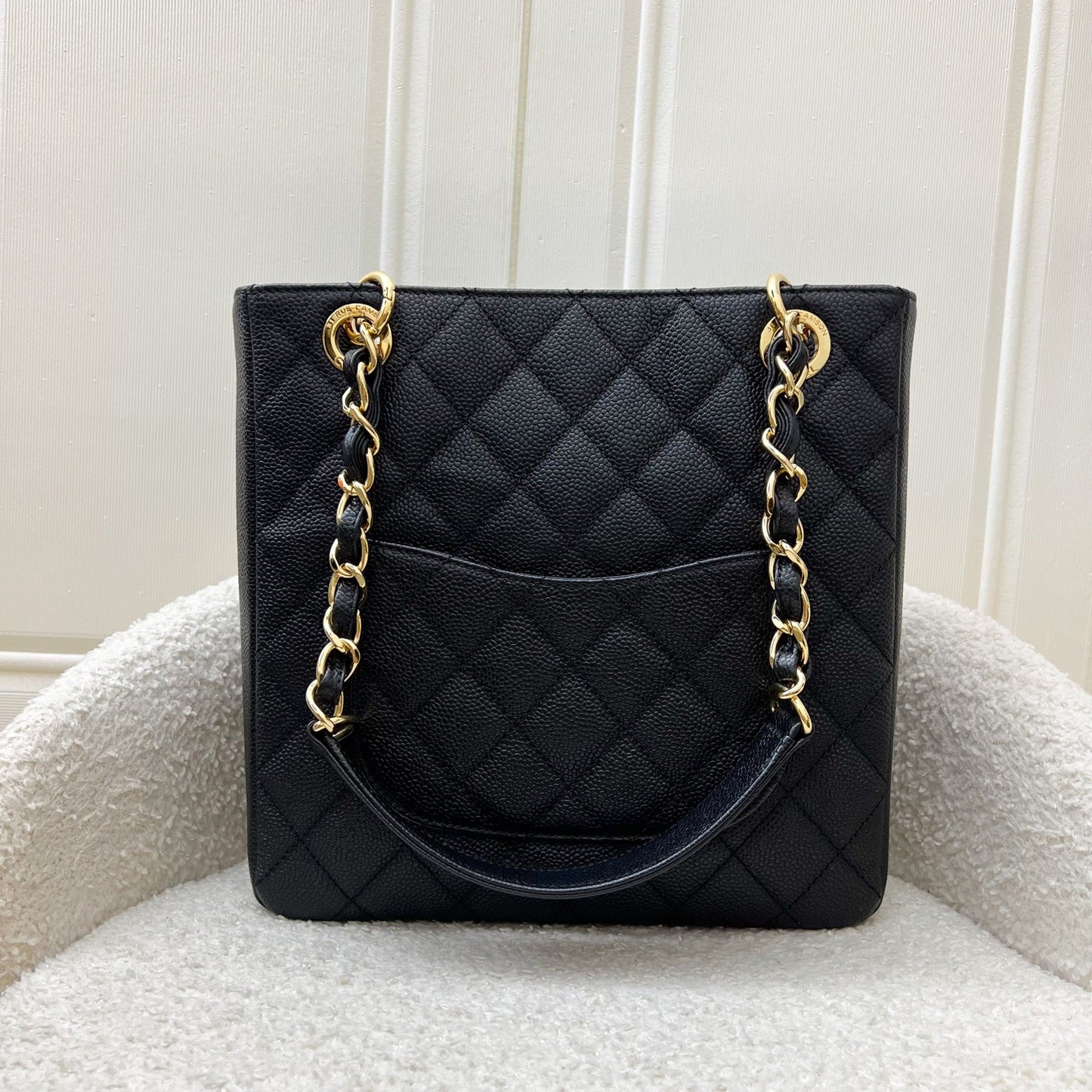 Chanel Petite Shopping Tote PST in Black Caviar and GHW (Model: A50994)