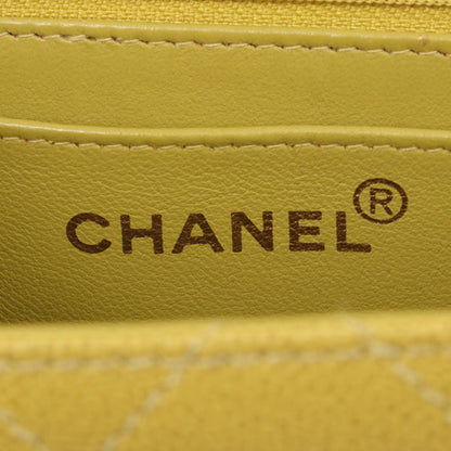 Chanel Around 1998 Made Soft Caviar Skin Turn-Lock Handbag Lime Yellow