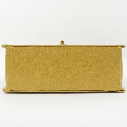 Chanel Around 1998 Made Soft Caviar Skin Turn-Lock Handbag Lime Yellow