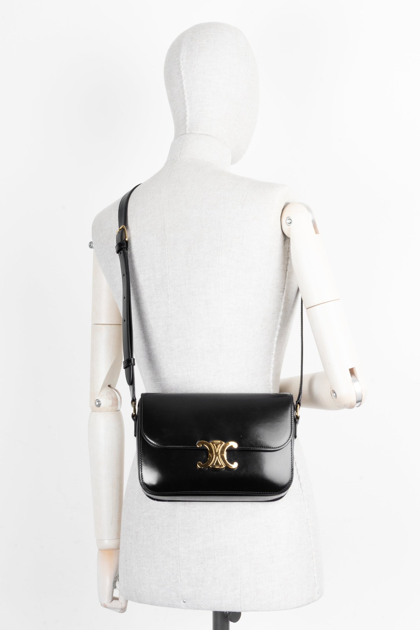 CELINE Classic Triomphe Crossbody Bag Leather Black