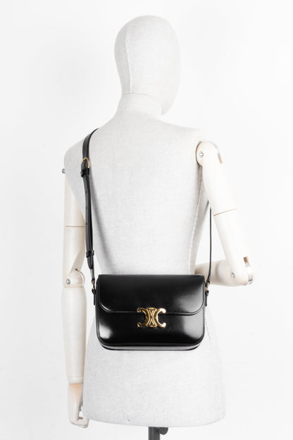 CELINE Classic Triomphe Crossbody Bag Leather Black