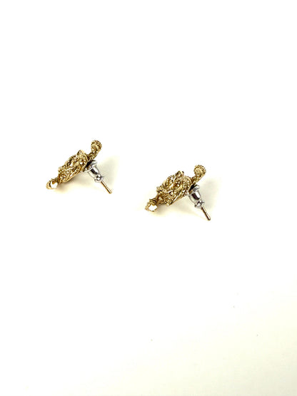 CHANEL CC Stud Light Gold Twisted Rhinestone Earrings