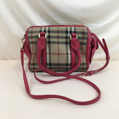 Burberry Pink Check 2ways Boston Bag Sku# 70073