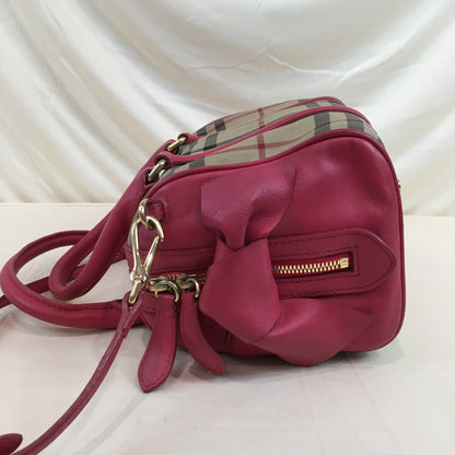 Burberry Pink Check 2ways Boston Bag Sku# 70073