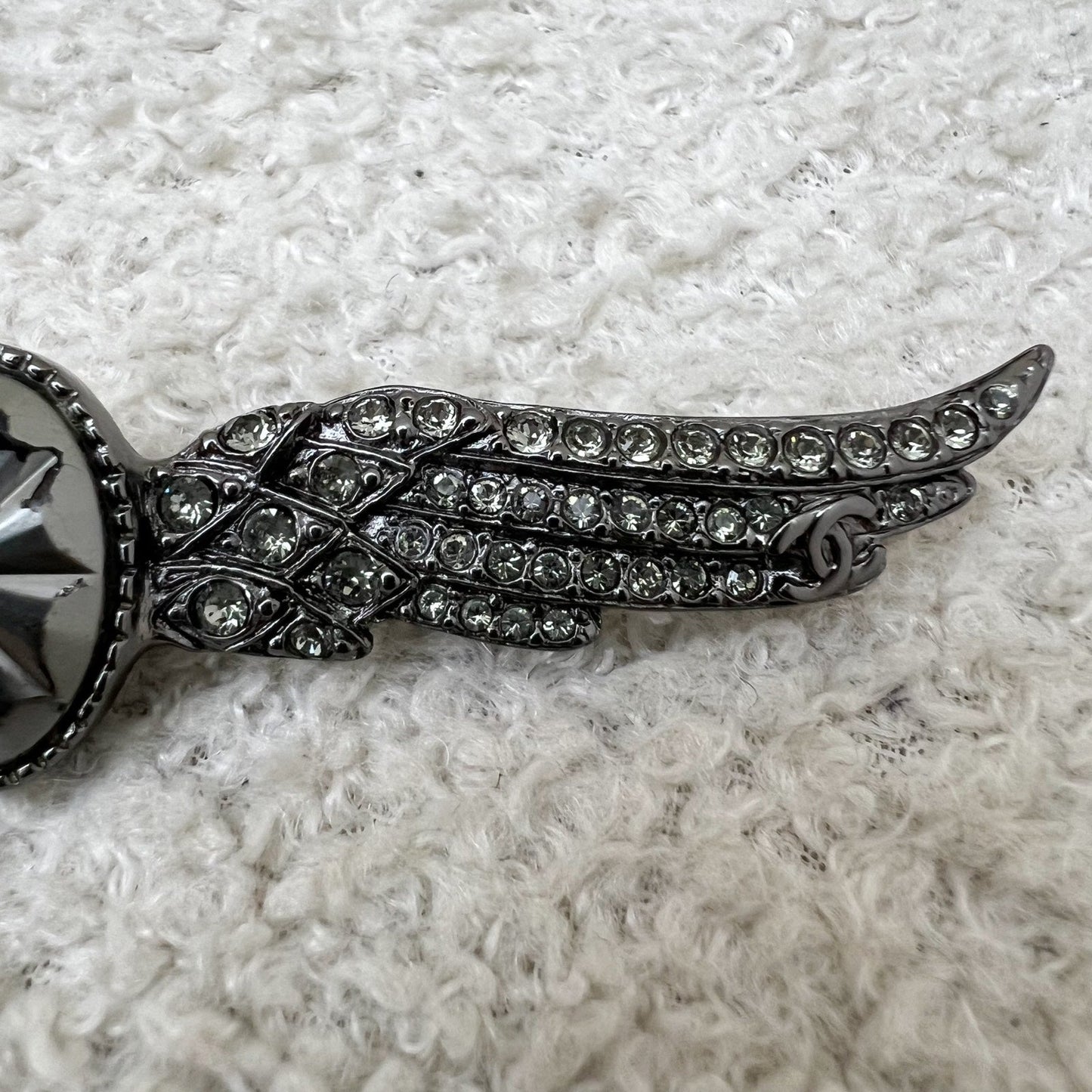 Chanel 16S Wings Brooch in Dark Gunmetal HW