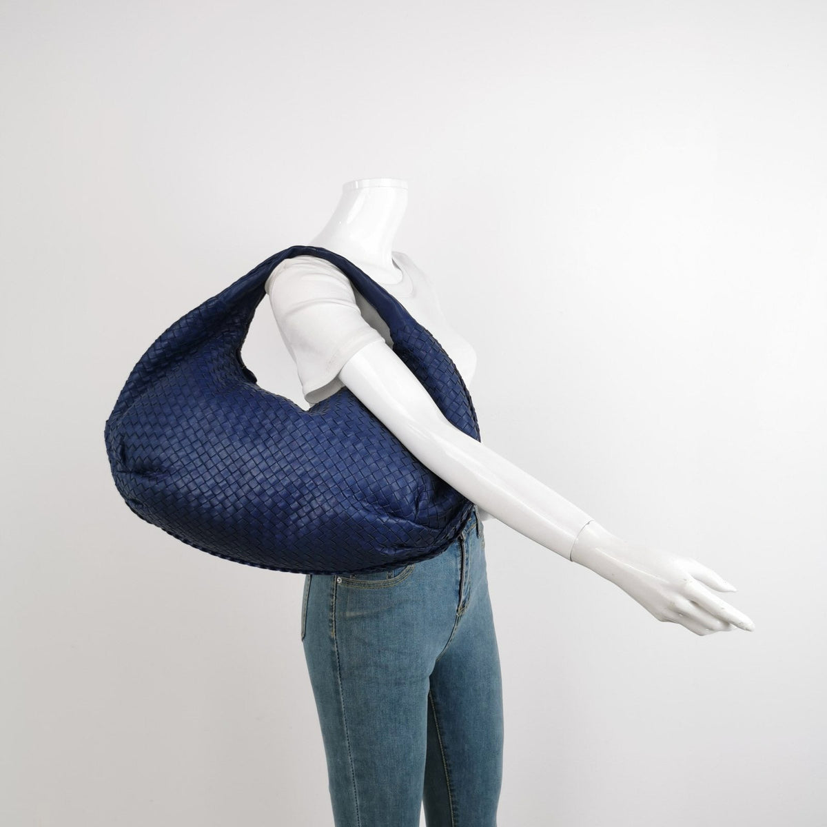 Bottega Veneta Belly Hobo Intrecciato Navy Nappa Leather Large