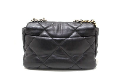 Chanel 19 Medium Black Quilted Lambskin Leather Shoulder Crossbody Bag