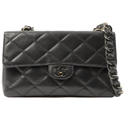 Chanel Around 2000 Made Turn-Lock Plate Plastic Chain Bag Black