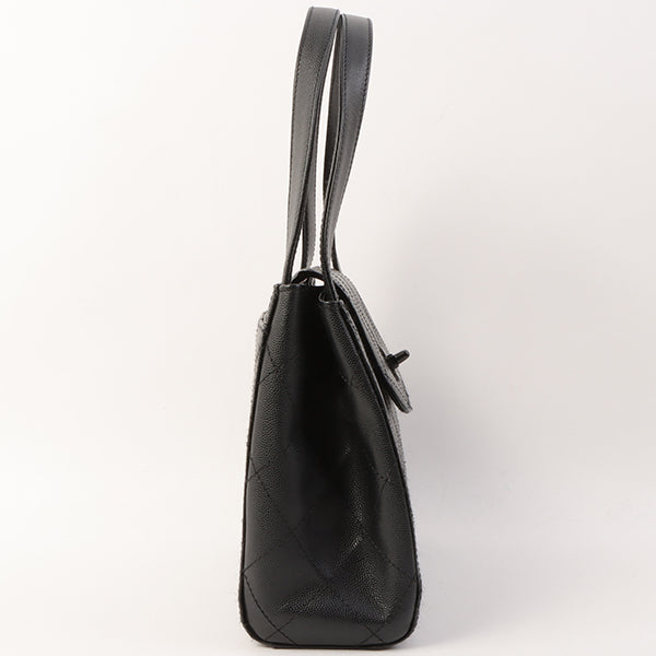 Chanel Around 1998 Made Wild Stitch Turn-Lock Top Handle Bag Black
