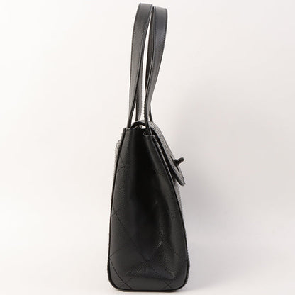 Chanel Around 1998 Made Wild Stitch Turn-Lock Top Handle Bag Black