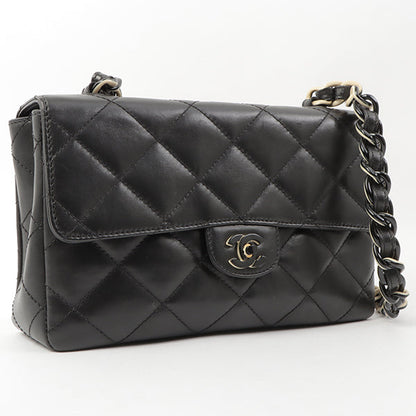 Chanel Around 2000 Made Turn-Lock Plate Plastic Chain Bag Black