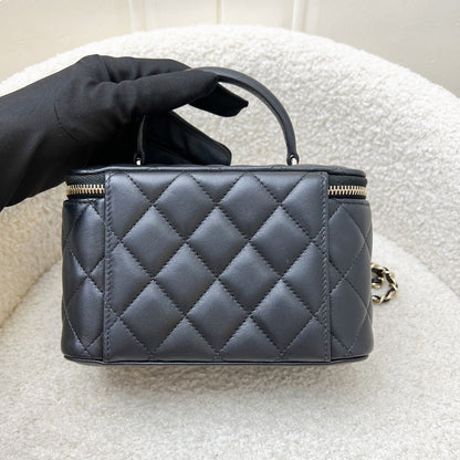 Chanel Top Handle Small Vanity in Black Lambskin and LGHW